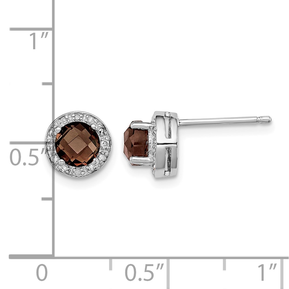 Sterling Silver Rhodium-plated Diamond and Smoky Quartz Earrings (QE10117SQ)