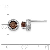 Sterling Silver Rhodium-plated Diamond and Smoky Quartz Earrings view 4