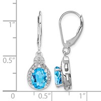 Sterling Silver Rhodium-plated Diamond and Blue Topaz Earrings view 4