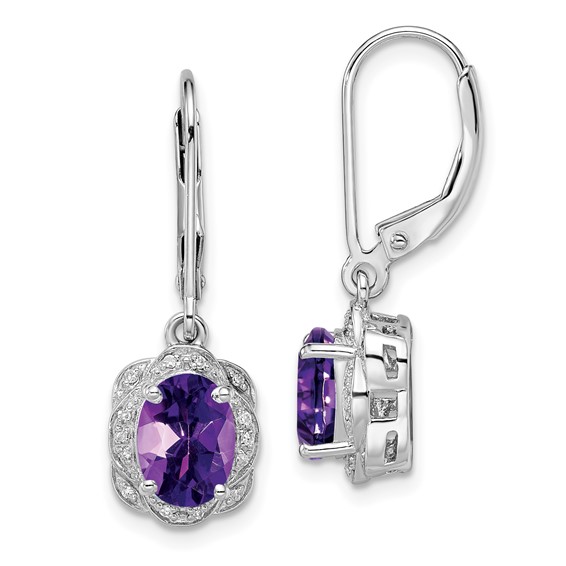 Sterling Silver Diamond and Gemstone Dangle Earring
