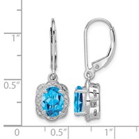 Sterling Silver Rhodium-plated Diamond and Blue Topaz Earrings view 4