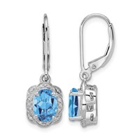 Sterling Silver Rhodium-plated Diamond and Blue Topaz Earrings view 1