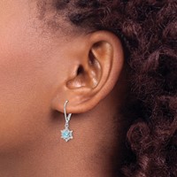 Sterling Silver Rhodium-plated Diamond and Blue Topaz Earrings view 3
