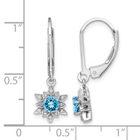 Sterling Silver Rhodium-plated Diamond and Blue Topaz Earrings view 4