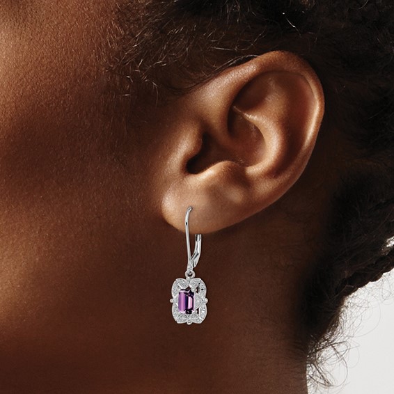 Sterling Silver Diamond and Gemstone Earring