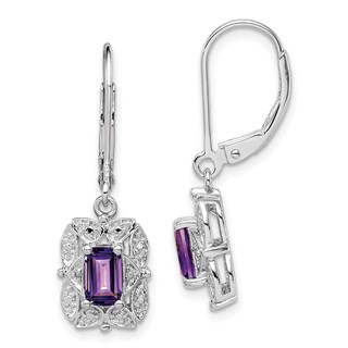Sterling Silver Diamond and Gemstone Earring