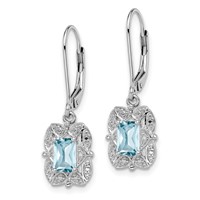 Sterling Silver Rhodium-plated Diamond and Blue Topaz Earrings view 2