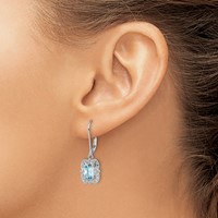 Sterling Silver Rhodium-plated Diamond and Blue Topaz Earrings view 3