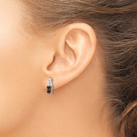 Sterling Silver Rhodium-plated Diamond and Smoky Quartz Earrings view 3