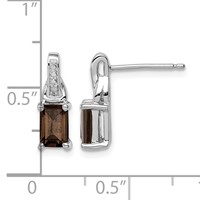 Sterling Silver Rhodium-plated Diamond and Smoky Quartz Earrings view 4