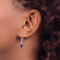 Sterling Silver Rhodium-plated Diamond and Amethyst Earrings view 3