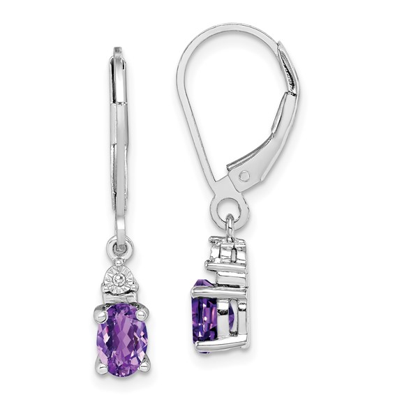 Sterling Silver Diamond and Gemstone Earring