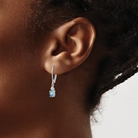 Sterling Silver Rhodium-plated Diamond and Blue Topaz Earrings view 3