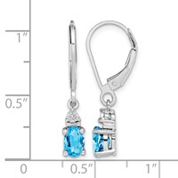 Sterling Silver Rhodium-plated Diamond and Blue Topaz Earrings view 4