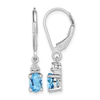 Sterling Silver Rhodium-plated Diamond and Blue Topaz Earrings view 1