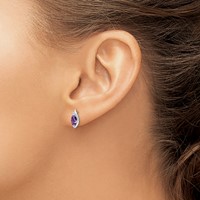 Sterling Silver Rhodium-plated Diamond and Amethyst Earrings view 3