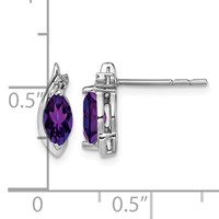 Sterling Silver Rhodium-plated Diamond and Amethyst Earrings view 4