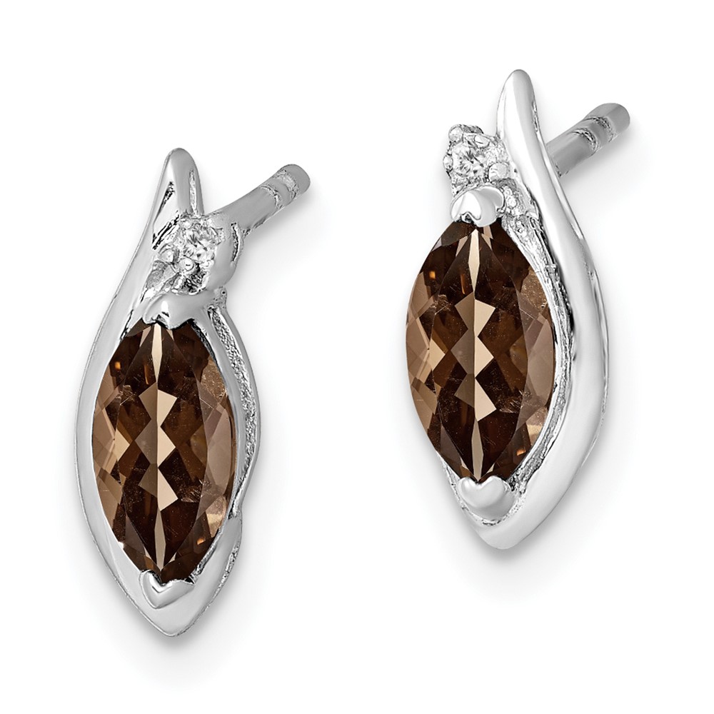 Sterling Silver Rhodium-plated Diamond and Smoky Quartz Earrings (QE10175SQ)