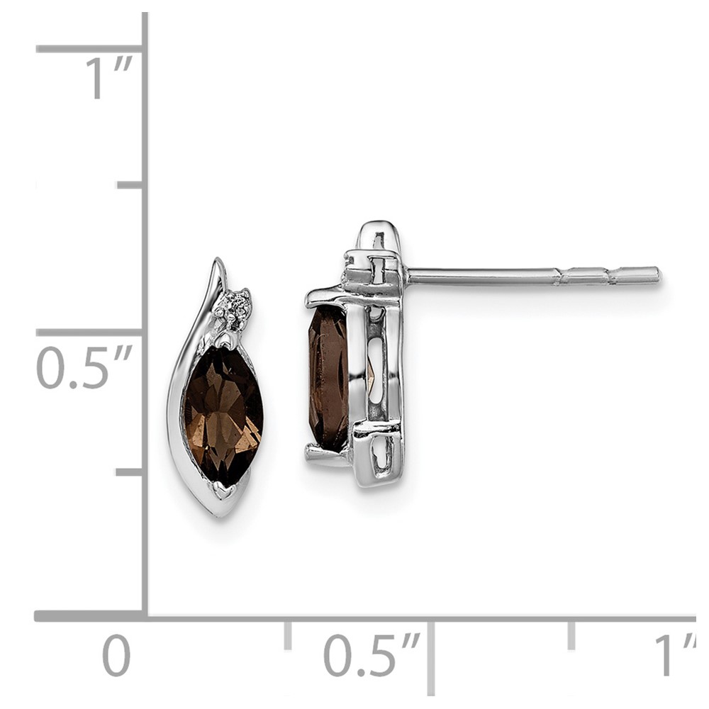 Sterling Silver Rhodium-plated Diamond and Smoky Quartz Earrings (QE10175SQ)