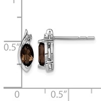 Sterling Silver Rhodium-plated Diamond and Smoky Quartz Earrings view 4