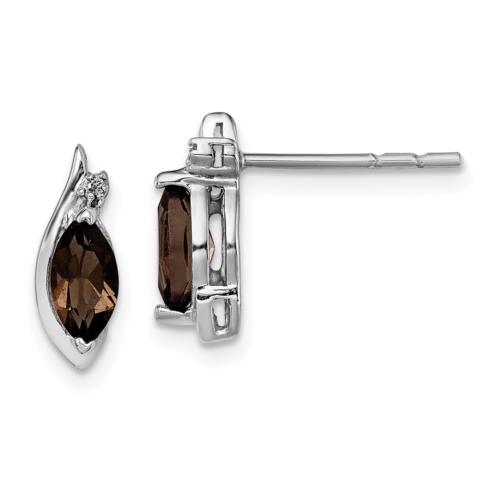 Sterling Silver Rhodium-plated Diamond and Smoky Quartz Earrings (QE10175SQ)