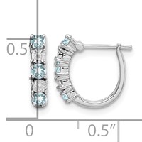 Sterling Silver Rhodium-plated Aquamarine & Diamond Earrings view 4