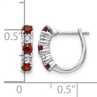 Sterling Silver Rhodium-plated Garnet & Diamond Earrings view 4