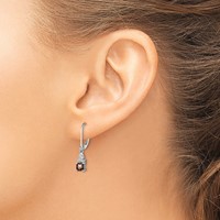 Sterling Silver Rhodium-plated Smoky Quartz and Diamond Earrings view 3