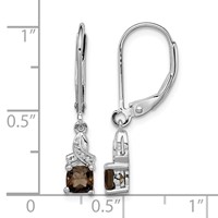 Sterling Silver Rhodium-plated Smoky Quartz and Diamond Earrings view 4