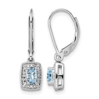 Sterling Silver Rhodium-plated Blue Topaz Diamond Earrings view 1