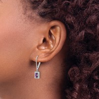 Sterling Silver Rhodium-plated Amethyst and Diamond Earrings view 3