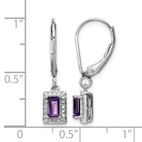 Sterling Silver Rhodium-plated Amethyst and Diamond Earrings view 4
