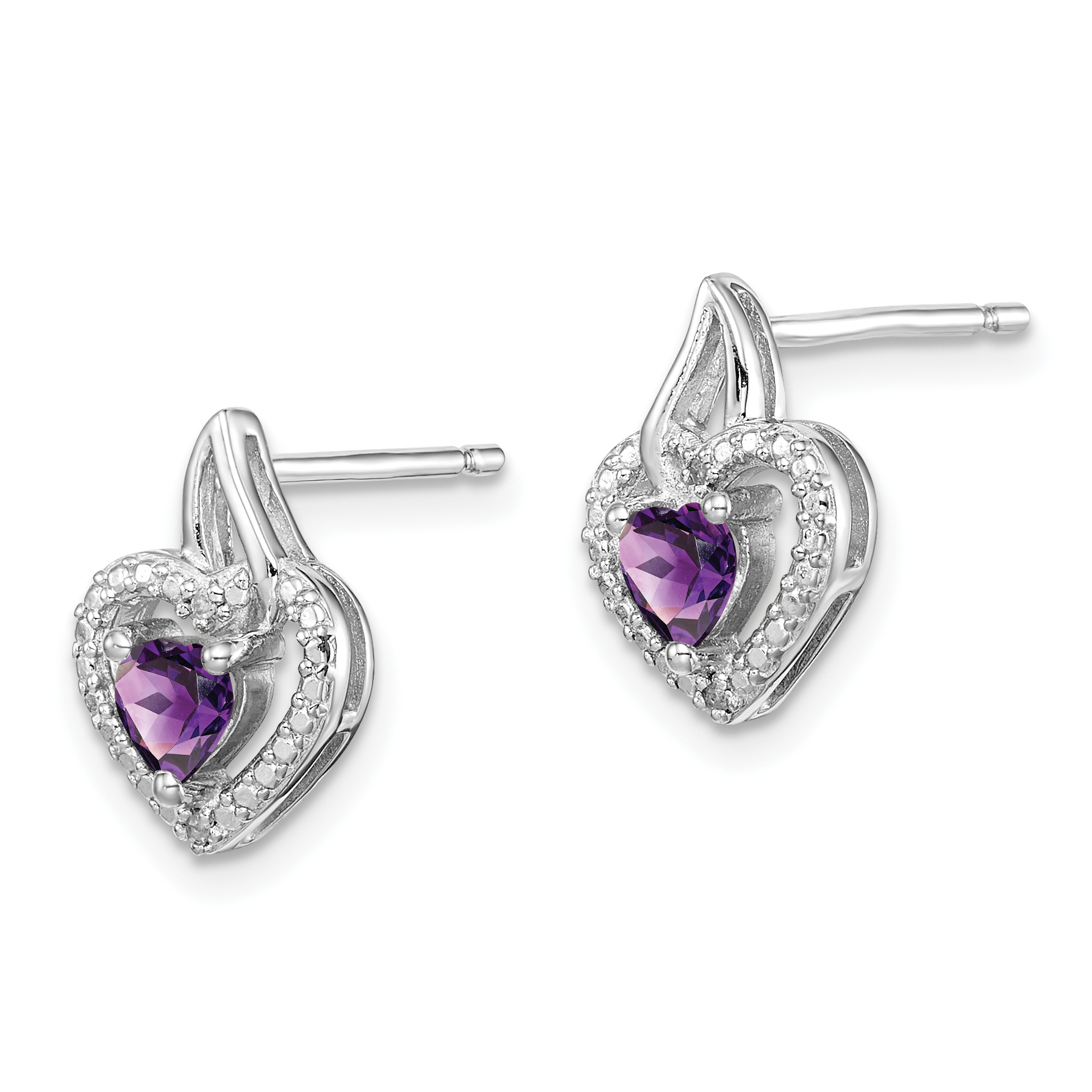 Silver Amethyst and Diamond Earrings QE10229AM detailed image 2