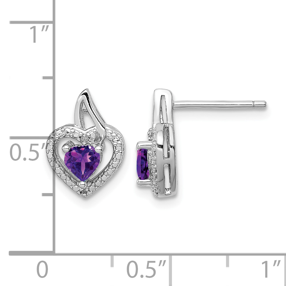 Silver Amethyst and Diamond Earrings QE10229AM detailed image 4