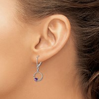 Sterling Silver Rhodium-plated Amethyst and Diamond Earrings view 3