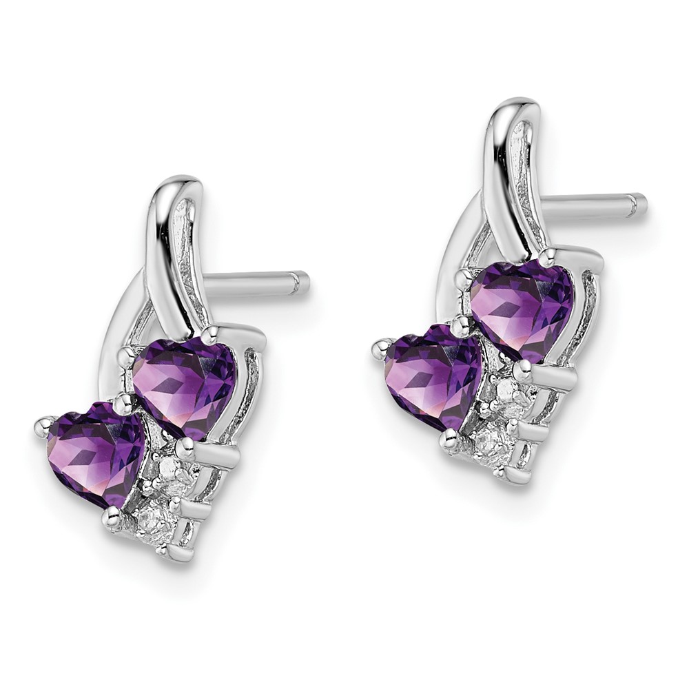 Sterling Silver Rhodium-plated Amethyst and Diamond Earrings (QE10259AM)