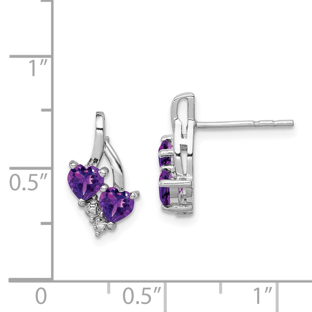 Sterling Silver Rhodium-plated Amethyst and Diamond Earrings (QE10259AM)
