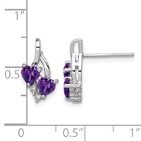 Sterling Silver Rhodium-plated Amethyst and Diamond Earrings view 4