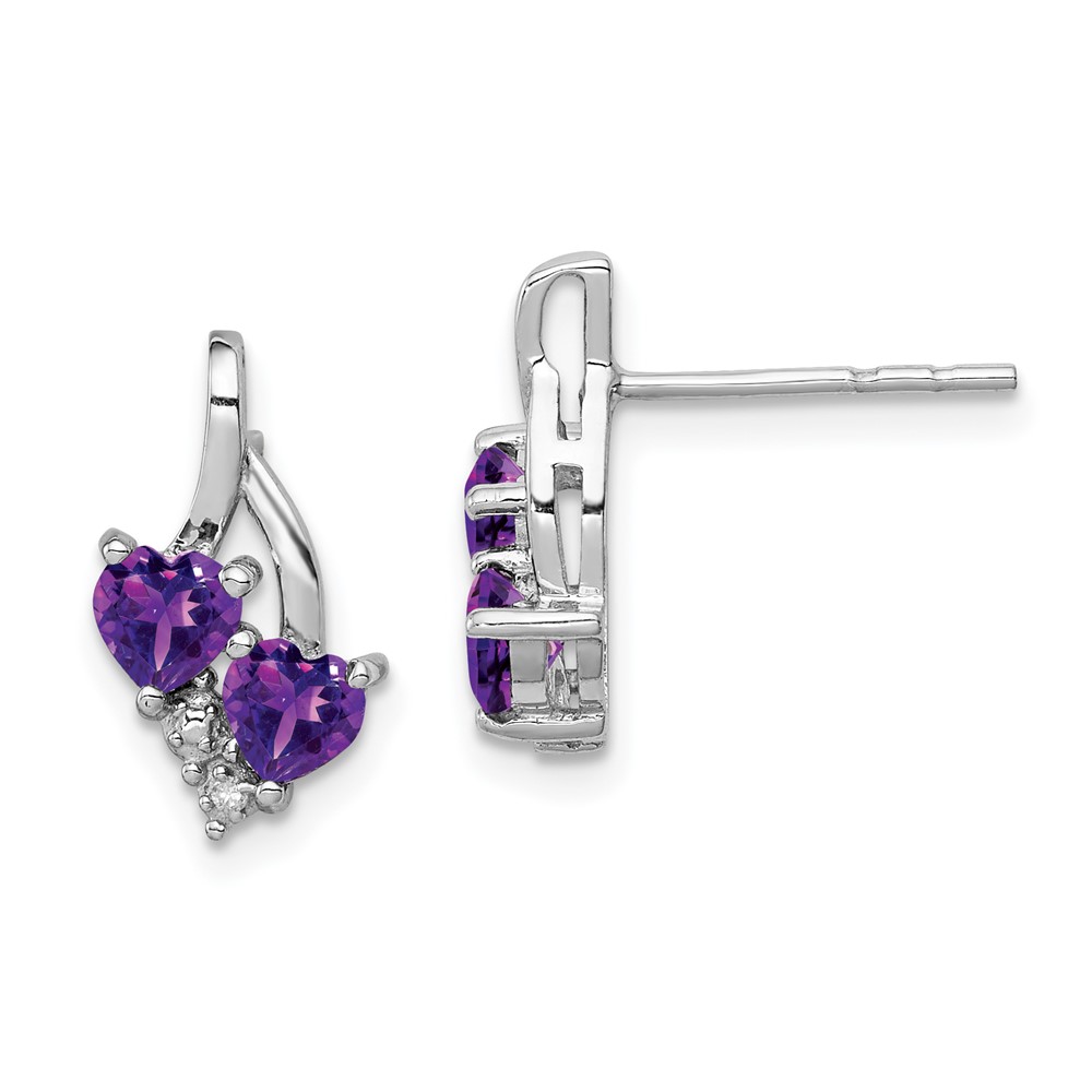 Sterling Silver Rhodium-plated Amethyst and Diamond Earrings (QE10259AM)