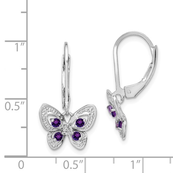 Sterling Silver Diamond and Gemstone Butterfly Earring