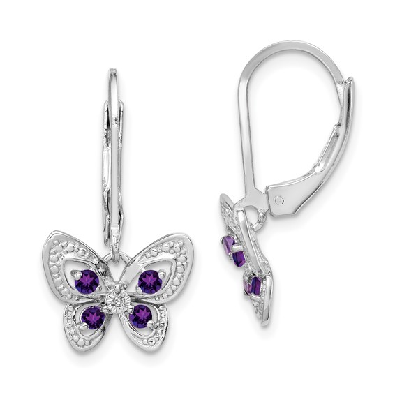 Sterling Silver Diamond and Gemstone Butterfly Earring