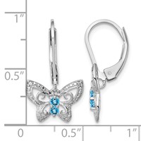 Sterling Silver Rhodium-plated Blue Topaz and Diamond Earrings view 4