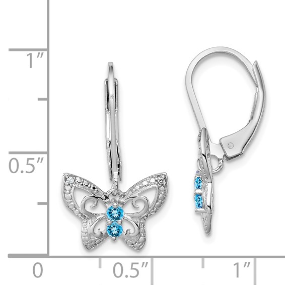 Sterling Silver Gemstone and Diamond Butterfly Earring