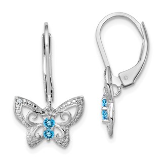 Sterling Silver Gemstone and Diamond Butterfly Earring