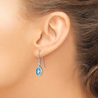 Sterling Silver Rhodium Plated Diamond and Blue Topaz Earrings view 3