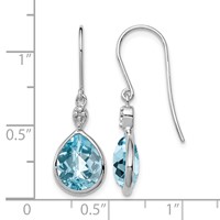 Sterling Silver Rhodium Plated Diamond and Blue Topaz Earrings view 4