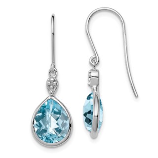 Sterling Silver Diamond and Gemstone Dangle Earring