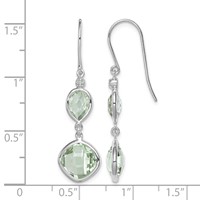 Sterling Silver Rhodium Plated Diamond and Green Quartz Earrings view 4