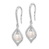 Sterling Silver Rhodium Plated Diamond and FW Cultured Pearl Ear view 2