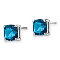 Sterling Silver Rhodium Plated London Blue Topaz Post Earrings view 2